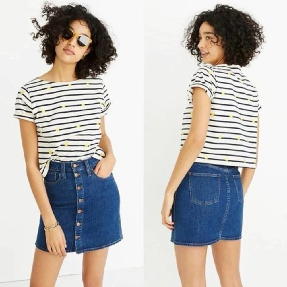Madewell front button denim skirt - Picture 2 of 6
